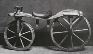 Slika 1. Lesen bicikel iz leta 1818 (Vir: A history of bicycle)